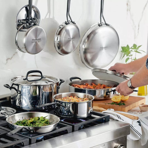 KitchenAid 5-Ply Clad Stainless Steel Cookware Pots and Pans Set, 11 Piece | KitchenAid In Lebanon