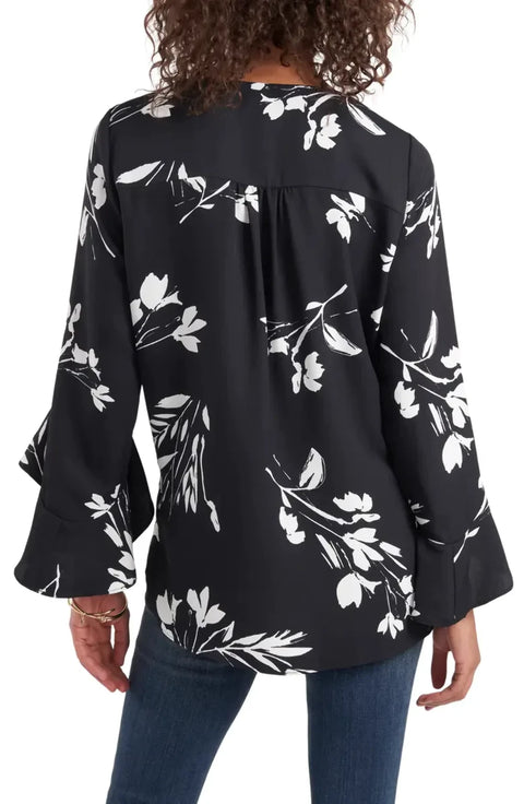 Vince Camuto Women's Black Floral Printed Blouse | Vince Camuto In Lebanon