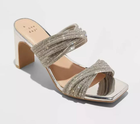 A New Day Women's Silver Tammy Rhinestone Sandal | A New Day In Lebanon
