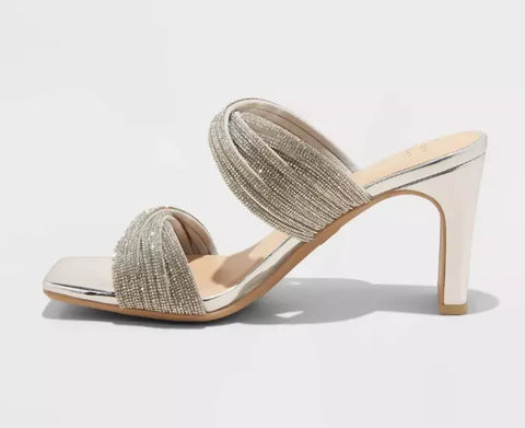 A New Day Women's Silver Tammy Rhinestone Sandal | A New Day In Lebanon