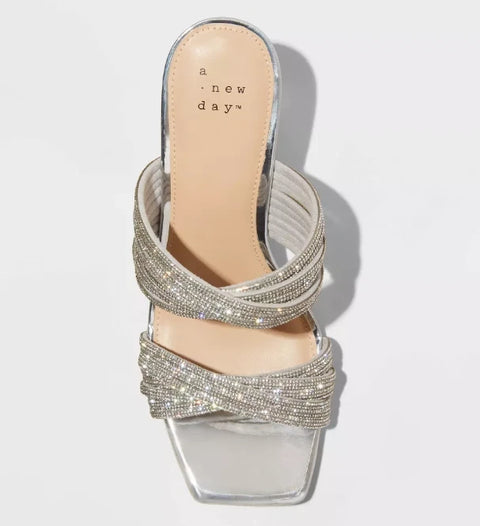 A New Day Women's Silver Tammy Rhinestone Sandal | A New Day In Lebanon