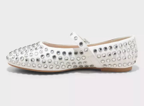 A New Day Women's White Issa Rhinestone Mary Jane Ballet Flats | A New Day In Lebanon