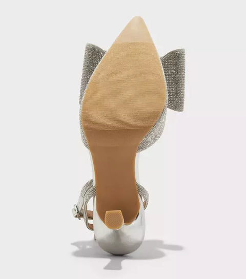 A New Day Women's Silver Julia Rhinestone Bow Heels | A New Day In Lebanon