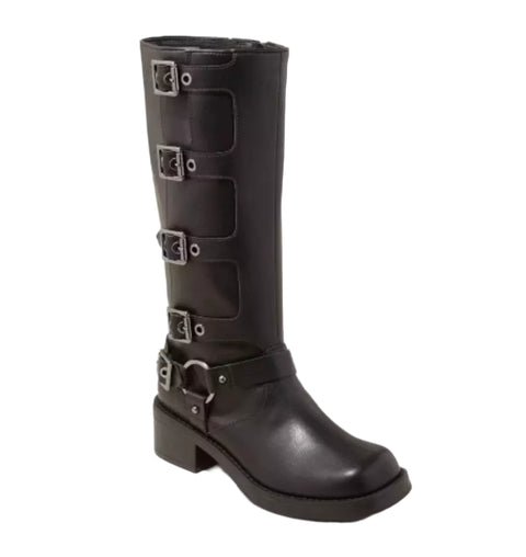 Wild Fable Women's Dark Brown Rebel Tall Moto Buckle Boots | Wild Fable In Lebanon