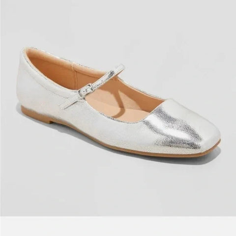 Wild Fable Women's Silver Elsa Mary Jane Ballet Flats |Wild Fable In Lebanon