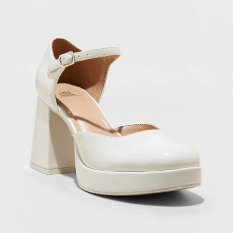 Wild Fable Women's  Off-White Darcy Patent Platform Pumps Heels |Wild Fable In Lebanon