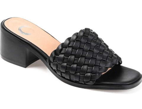 Journee Collection Women's Black Fylicia Square Toe Slip-On Heeled Sandals | Journee Collection In Lebanon