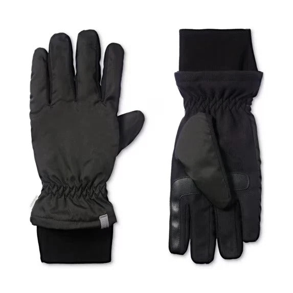 Isotoner Men's Black Touchscreen Water Repellant Stretch Gloves