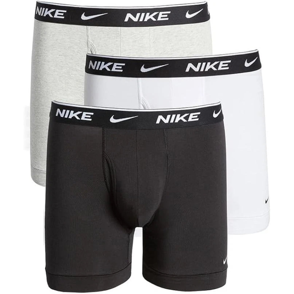 Nike Men's Grey/White/Black 3 Pack Dri FIT Cotton Stretch Boxer