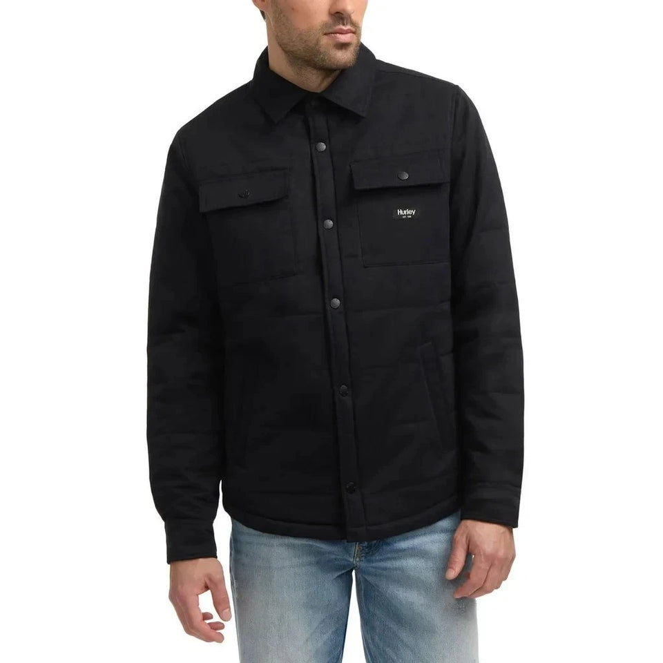 Hurley Men's Black Quilted Button-Down Jacket
