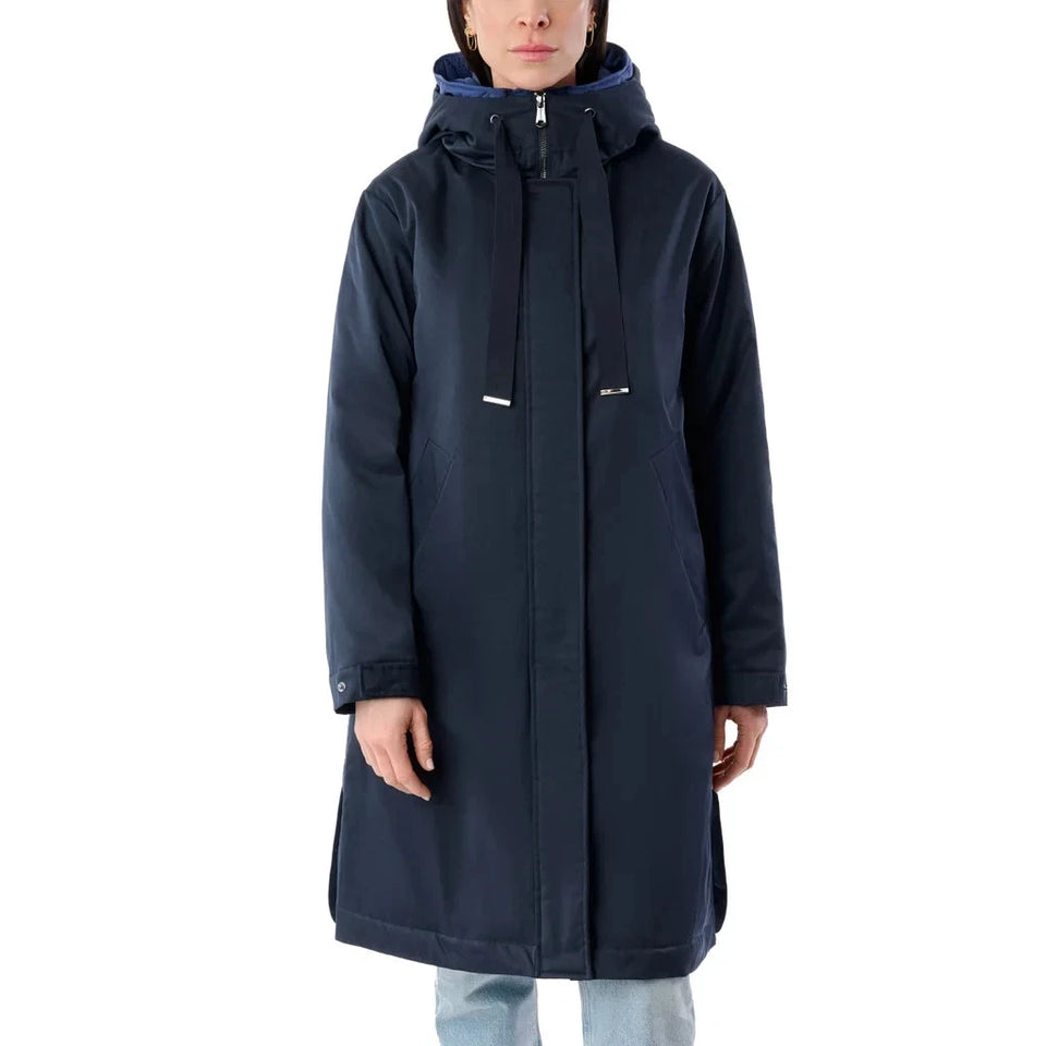 Bernardo Women's Navy Blue Long Hooded Coat