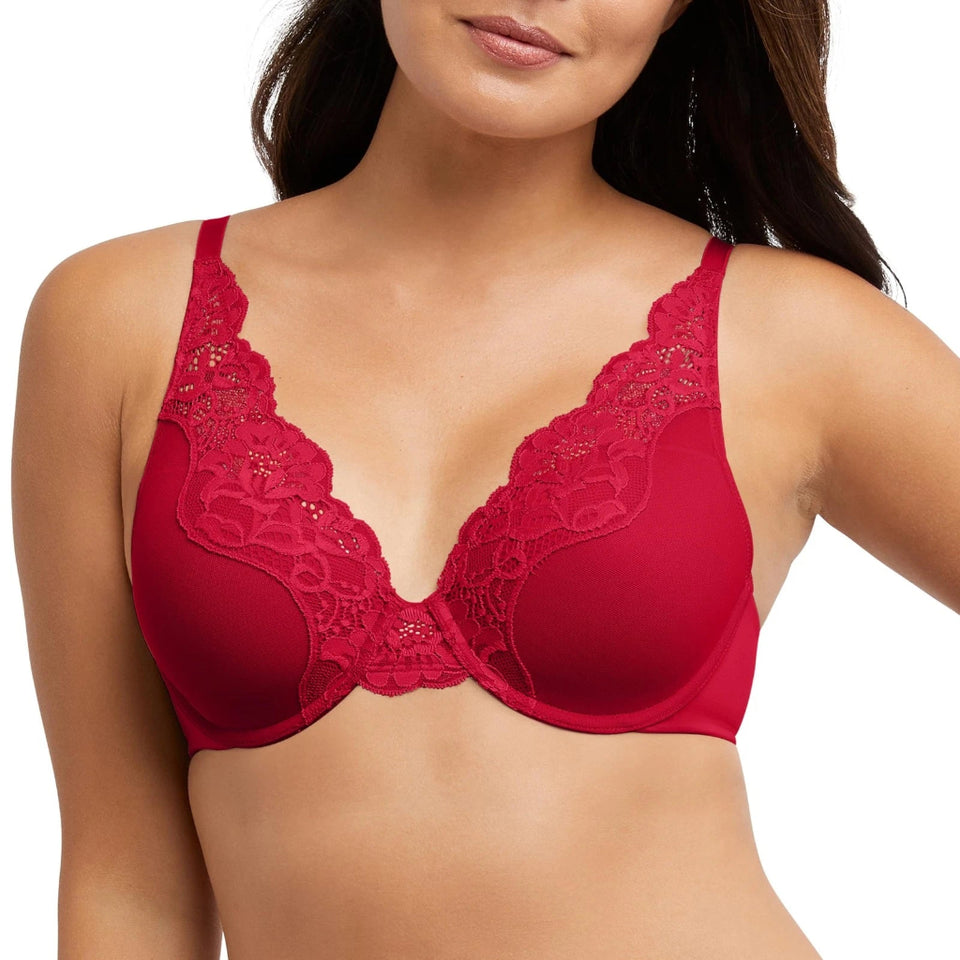 Bali Women's Red One Smooth U Comfort Stretch Lace Underwire Bra