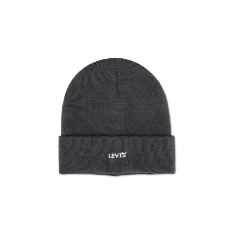 Levi's Men's Dark Gray Knit Logo Beanie