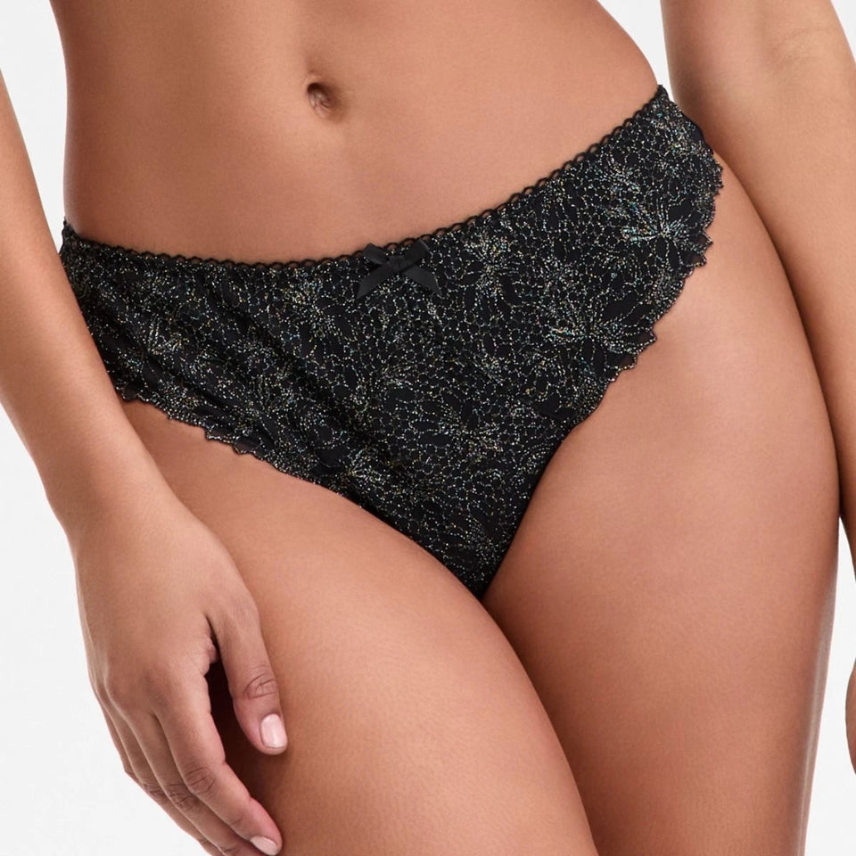 INC International Concepts Women's Black Glitter Thong Briefs