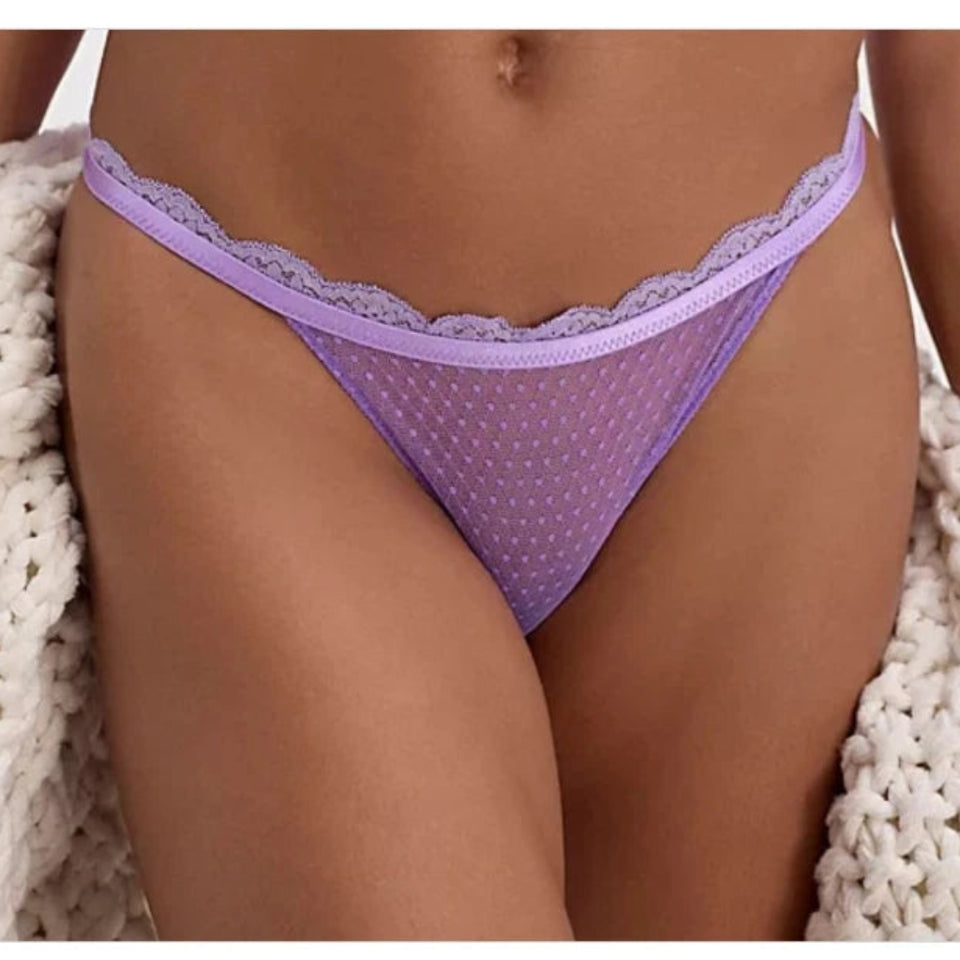 Free People Women's Purple Low Rise Mesh Lace String Brief