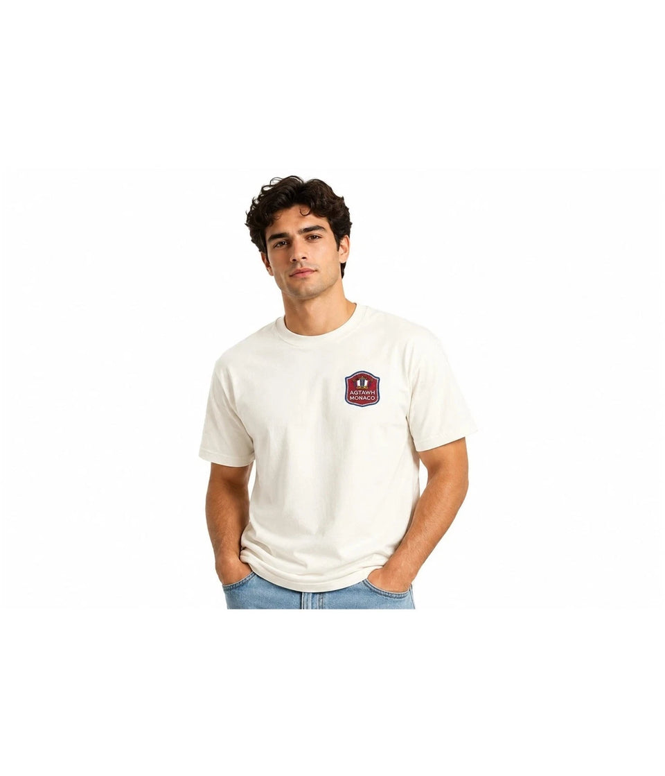 AGtawh Men's Off White Monaco Basic T-shirt
