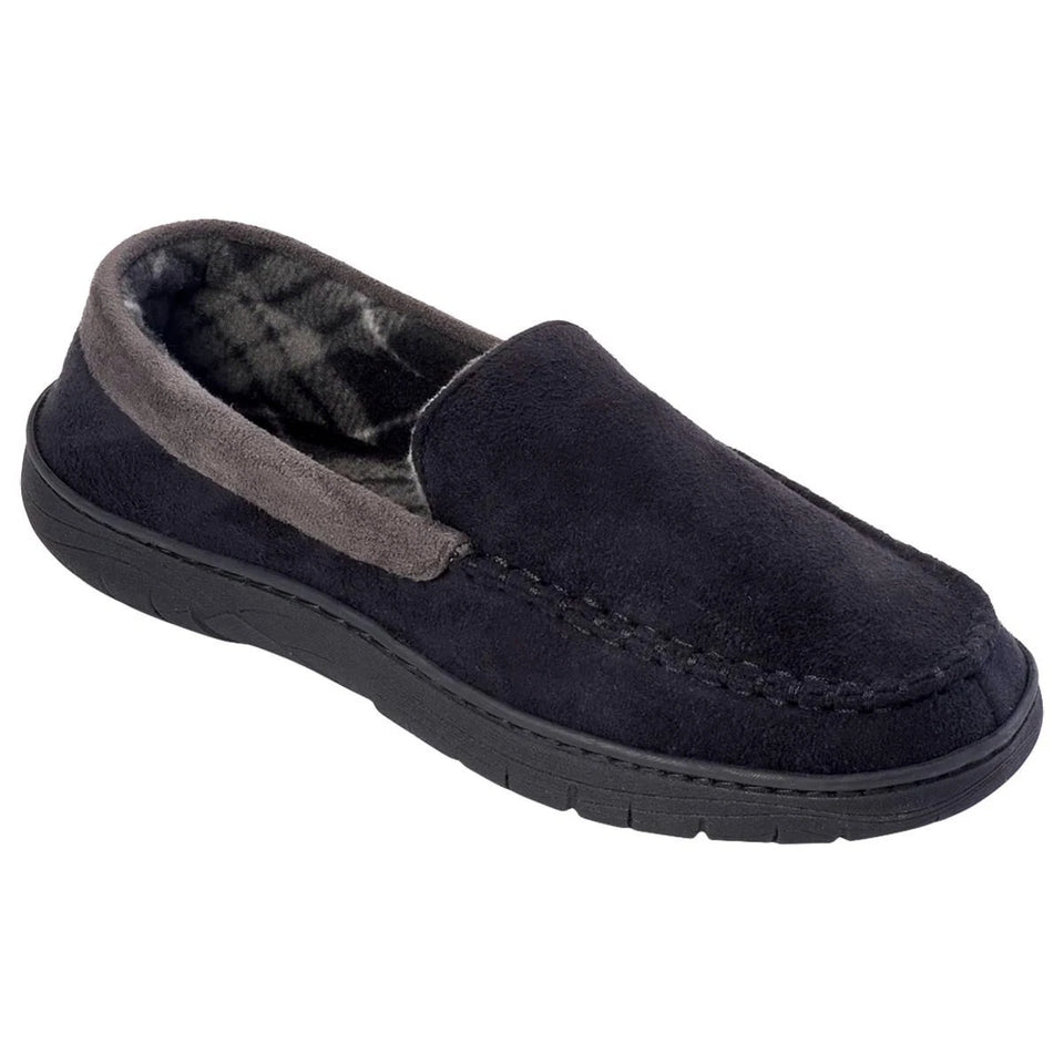Haggar Men's Black Indoor/Outdoor Microsuede Slipper