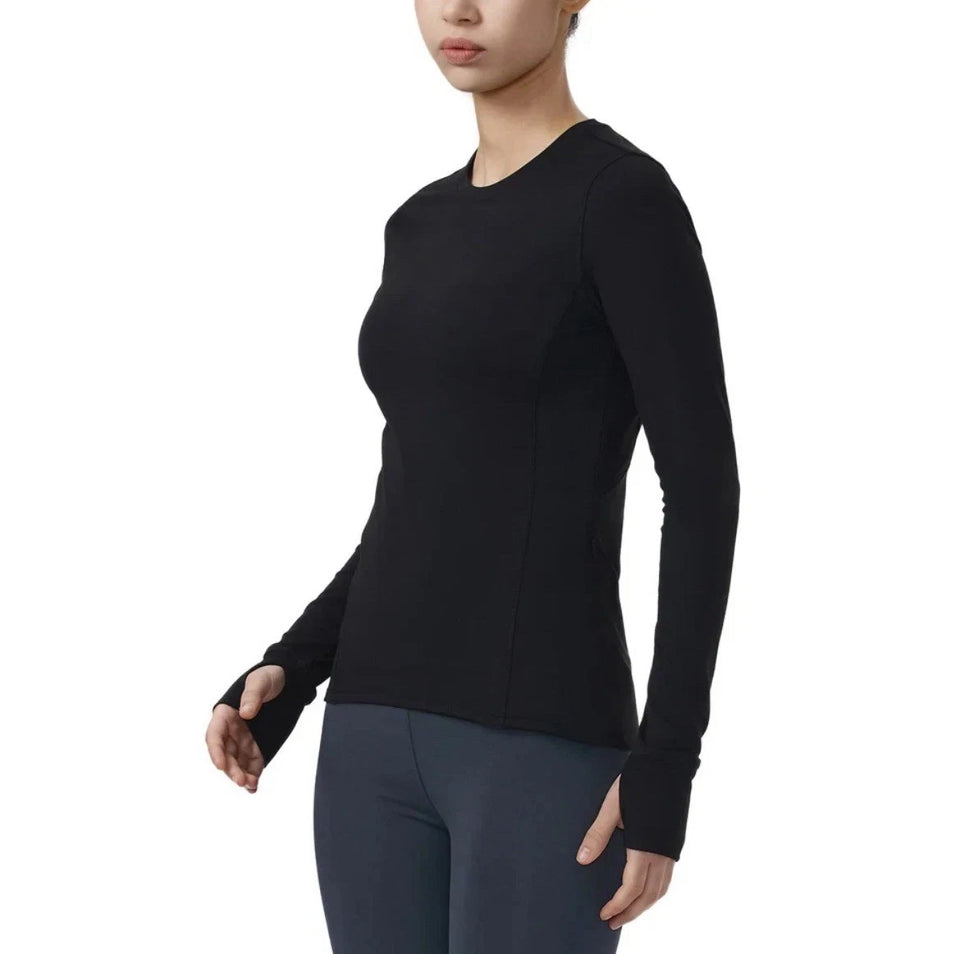Spyder Active Women's Black Long Sleeve Zip Pocket Thumb Slit Stretch Blouse