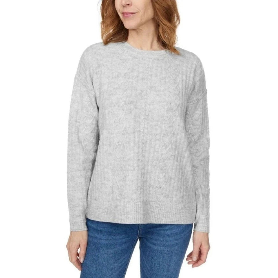 Legendary Outfitters Women's Gray Cable Crewneck Sweater