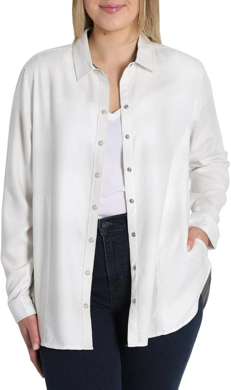 Jachs Girlfriend Women's White Soft Feel Flannel Shirt