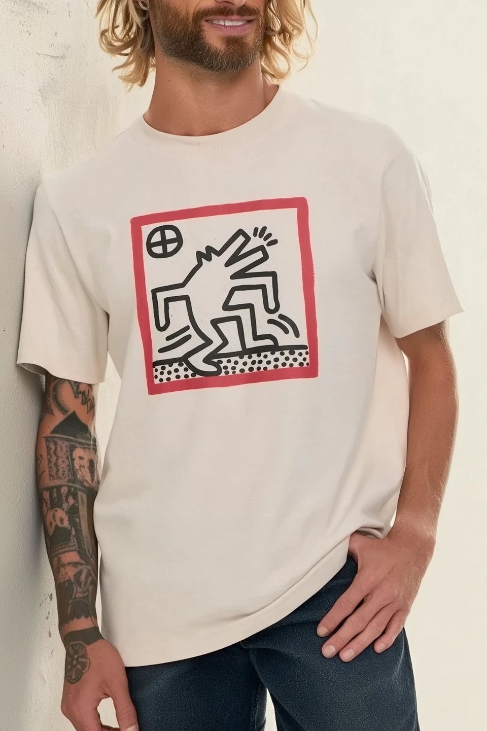 Keith Haring Men's Beige Graphic T-Shirt