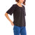 B Collections by Bobeau Women's Black Flutter Short Sleeve Blouse