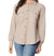 Briggs Women's Tan Waffle Button-Front Long Sleeves Pockets Shirt