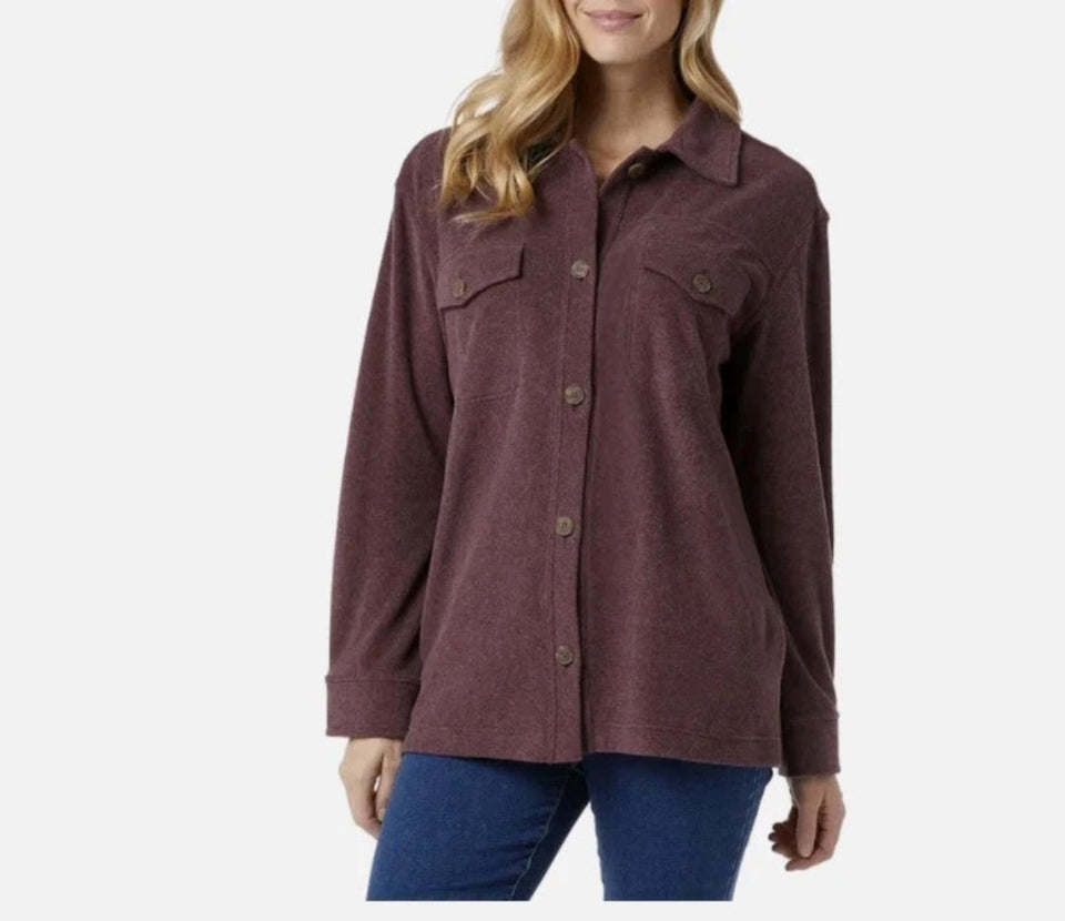 32 Degrees Heat Women's Purple Relaxed Fit Long Sleeve Shirt
