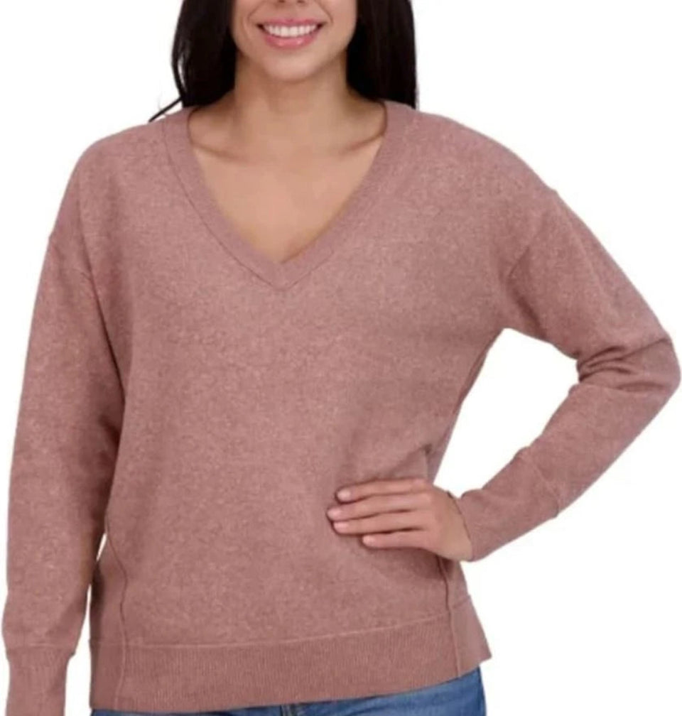 Lucky Brand Women's Blush Soft Long Sleeve V-Neck Sweater