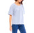 Bobeau Women's Blue Short Sleeve Pullover Round Neck Blouse