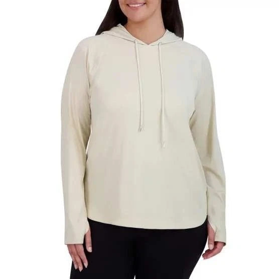 Sage Collective Women's Beige Ribbed Long Sleeve Hoodie