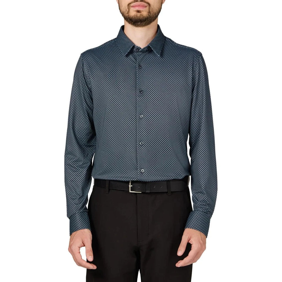 Infinity Men's Navy Textured Button Up Shirt
