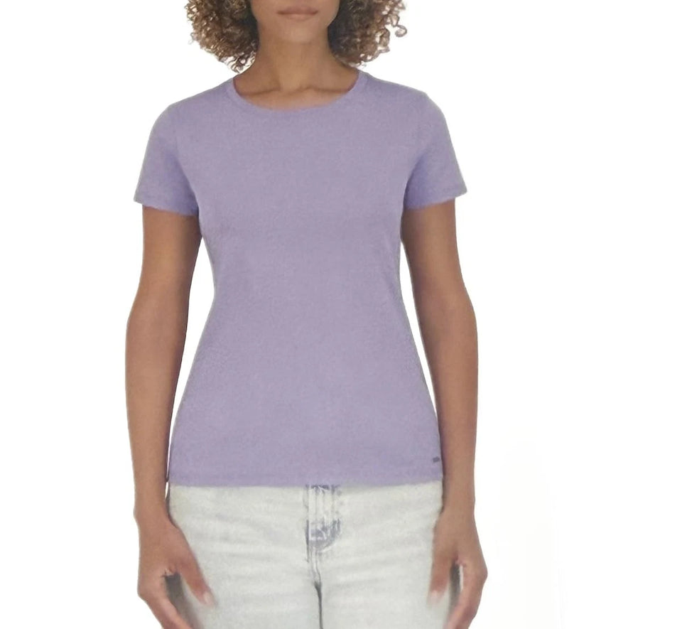 DKNY Women's Lilac Short Sleeve Crew Neck Organic Cotton T-Shirt