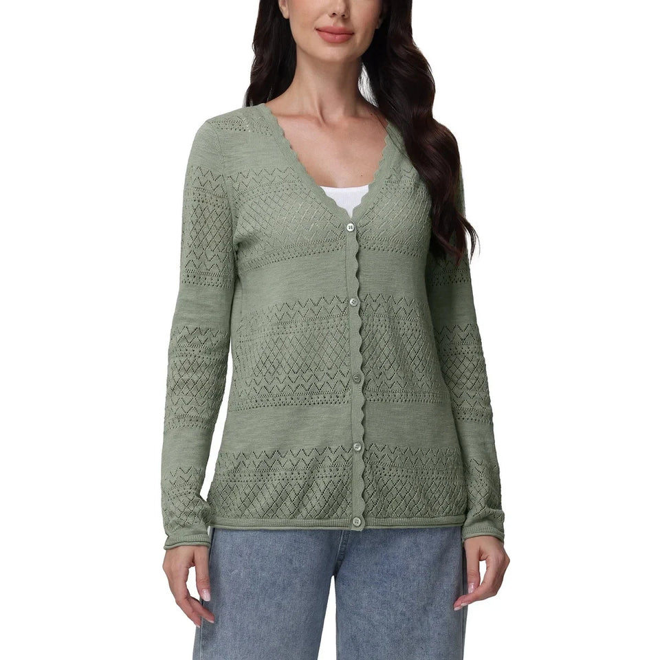 Frye Women's Sage Green Pointelle Cardigan