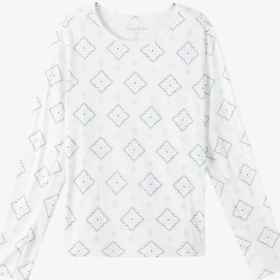 Hang Ten Women's White Multi Long Sleeve Sun Protection Blouse