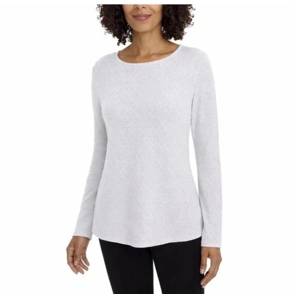 Mario Serrani Women's Light Gray Long Sleeve Textured Sweater