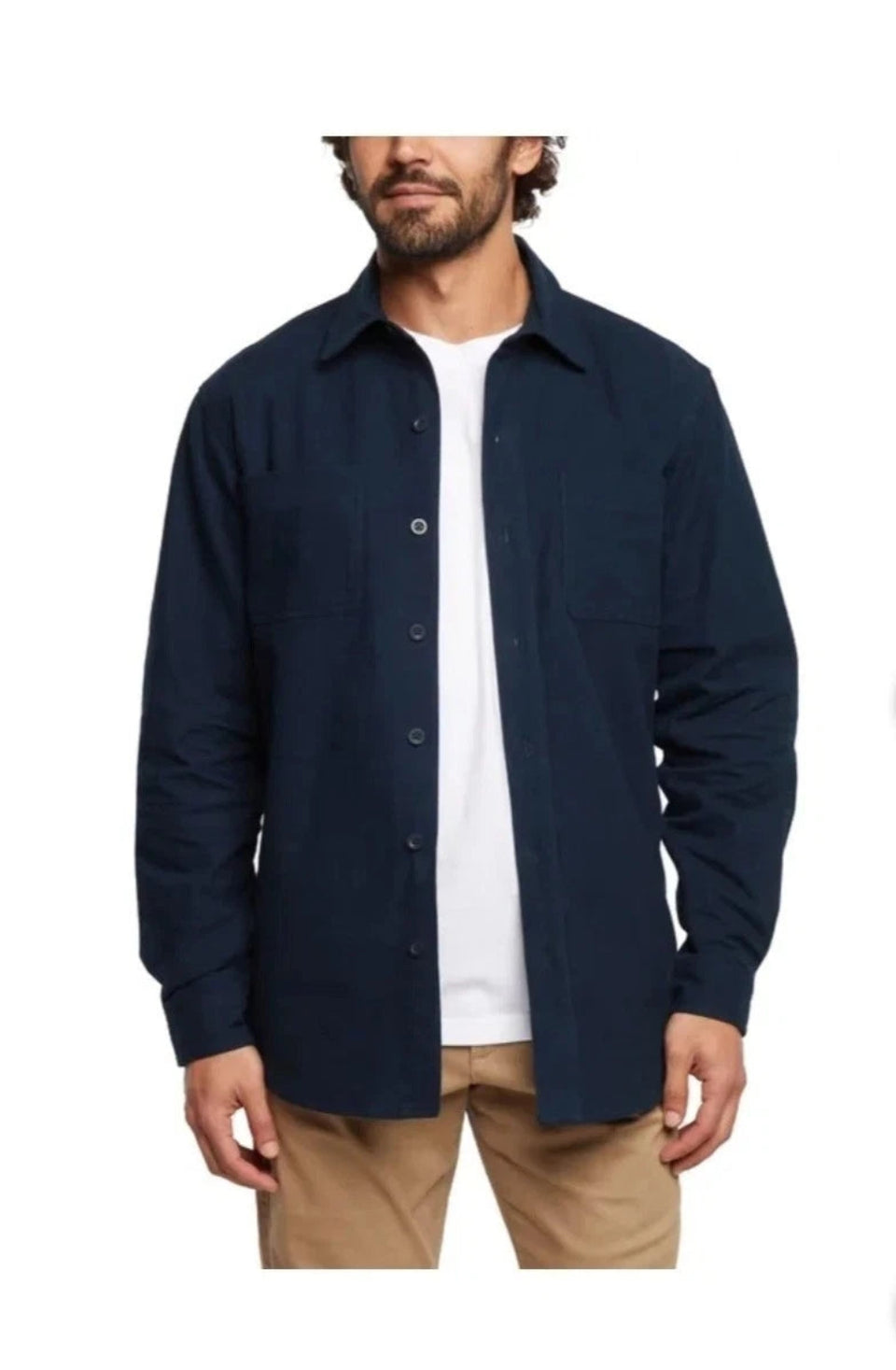 Woolrich Men's Navy 100% Brushed Cotton Button Up Long Sleeve Shirt