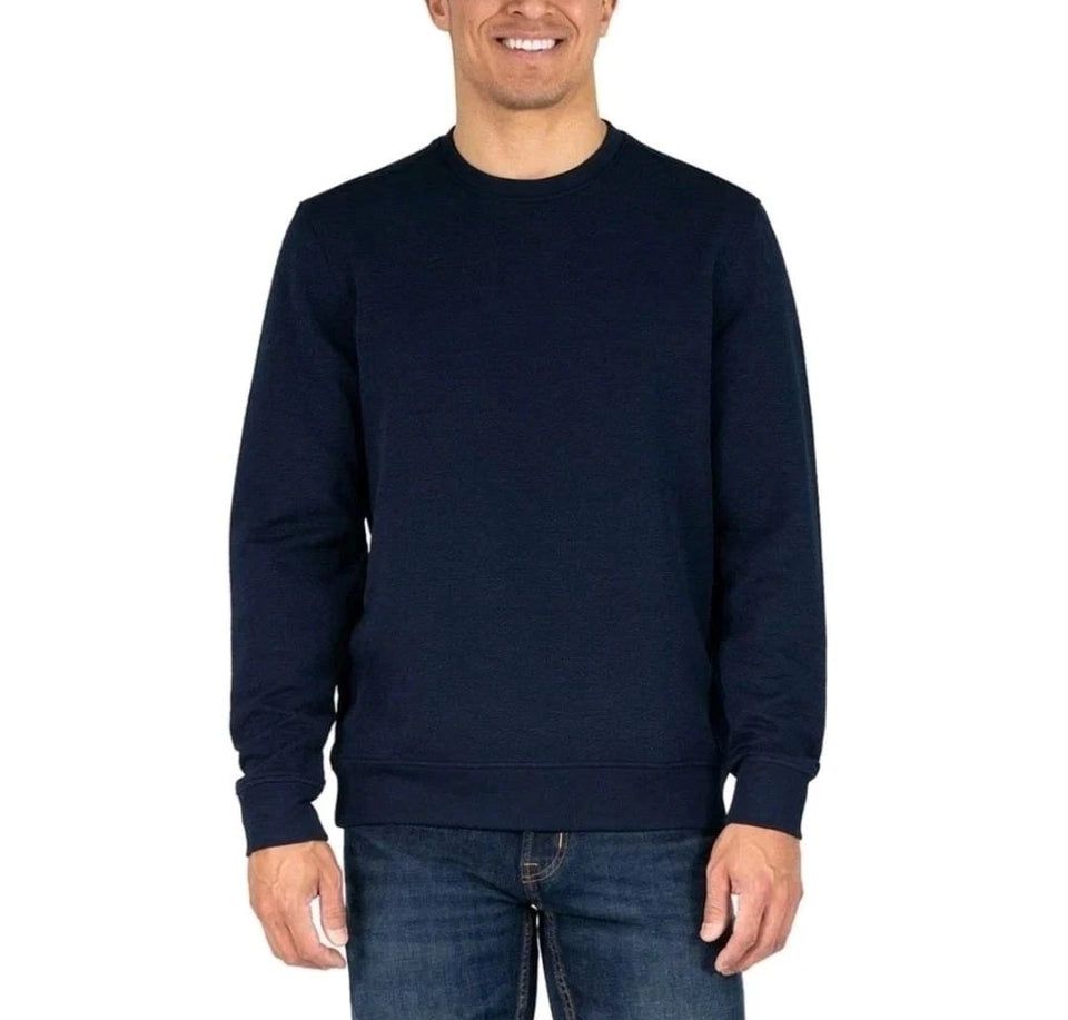 Gerry Men's Navy Textured Crew Neck Long Sleeve Sweatshirt
