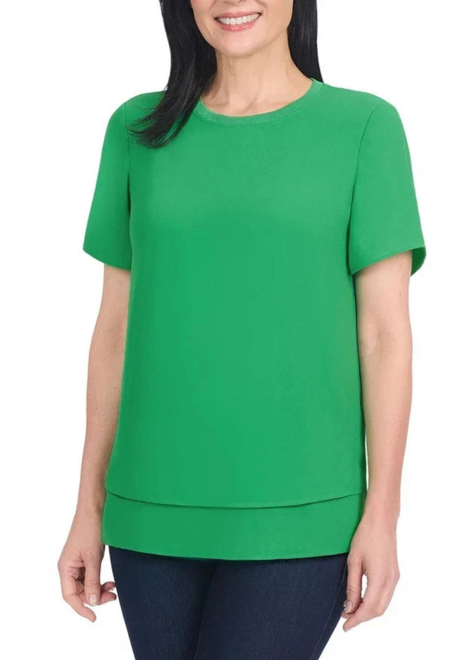 Hilary Radley Women's Green Short Sleeve Blouse