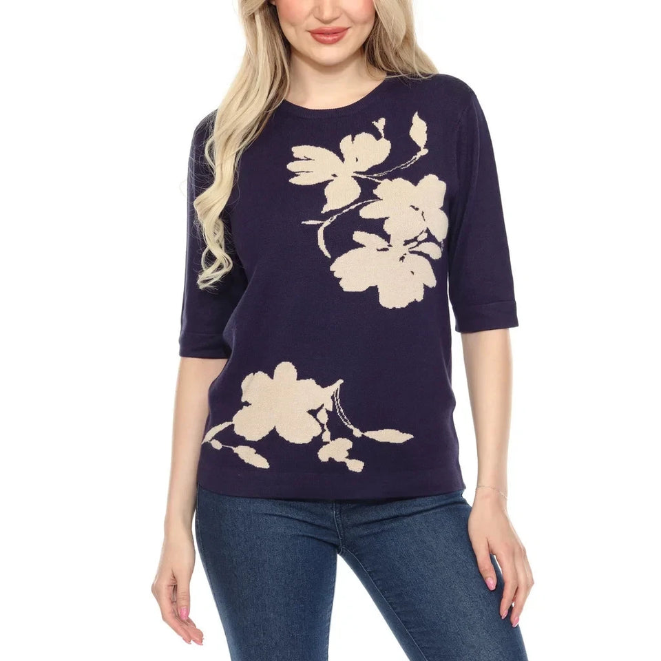 Wrapper Women's Navy Elbow Sleeve Sweater