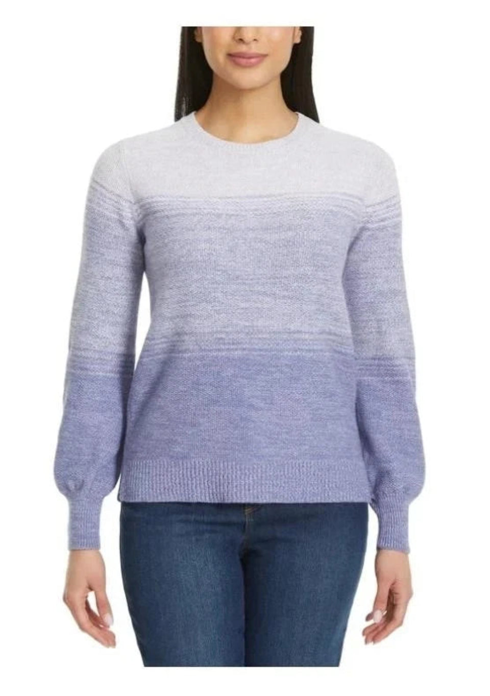 Gloria Vanderbilt Women's Light Purple Ombre Crewneck Long Sleeve Sweater