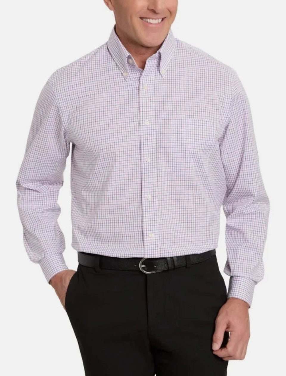 Kirkland Signature Men’s Multicolor Traditional Fit Dress Non-Iron Grid Shirt