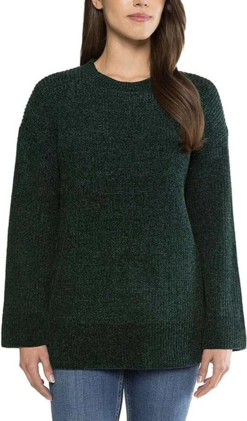 Matty M Women's Dark Green Chenille Tunic Sweater
