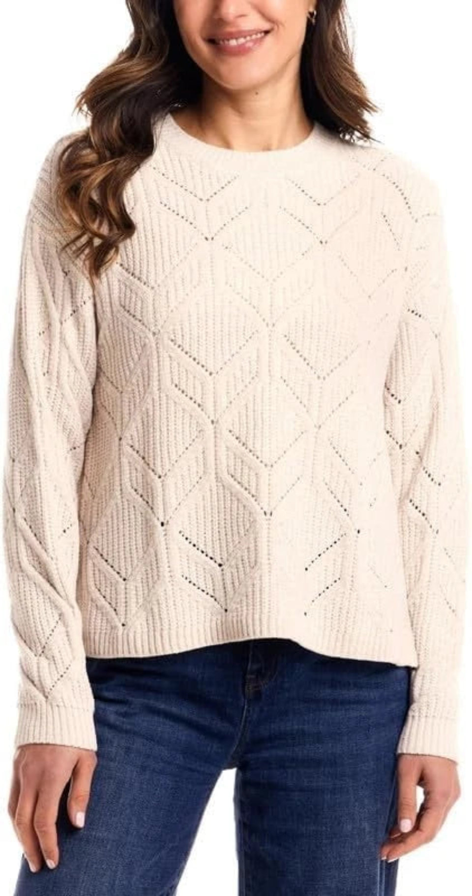 Weatherproof Vintage Women's Cream Chenille Holiday Fleece Sweater