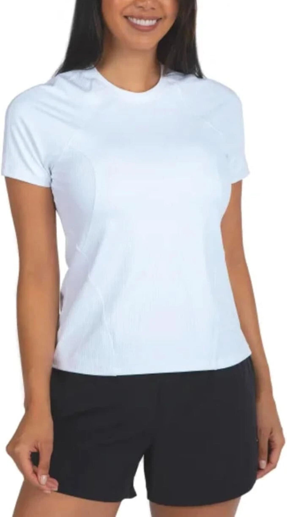 Spyder Active Women's WhiteRibbed Short Sleeve T-shirt