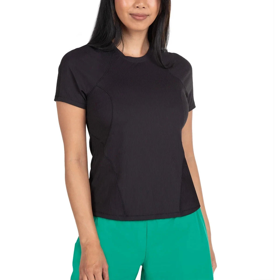 Spyder Active Women's Black Ribbed Short Sleeve T-Shirt
