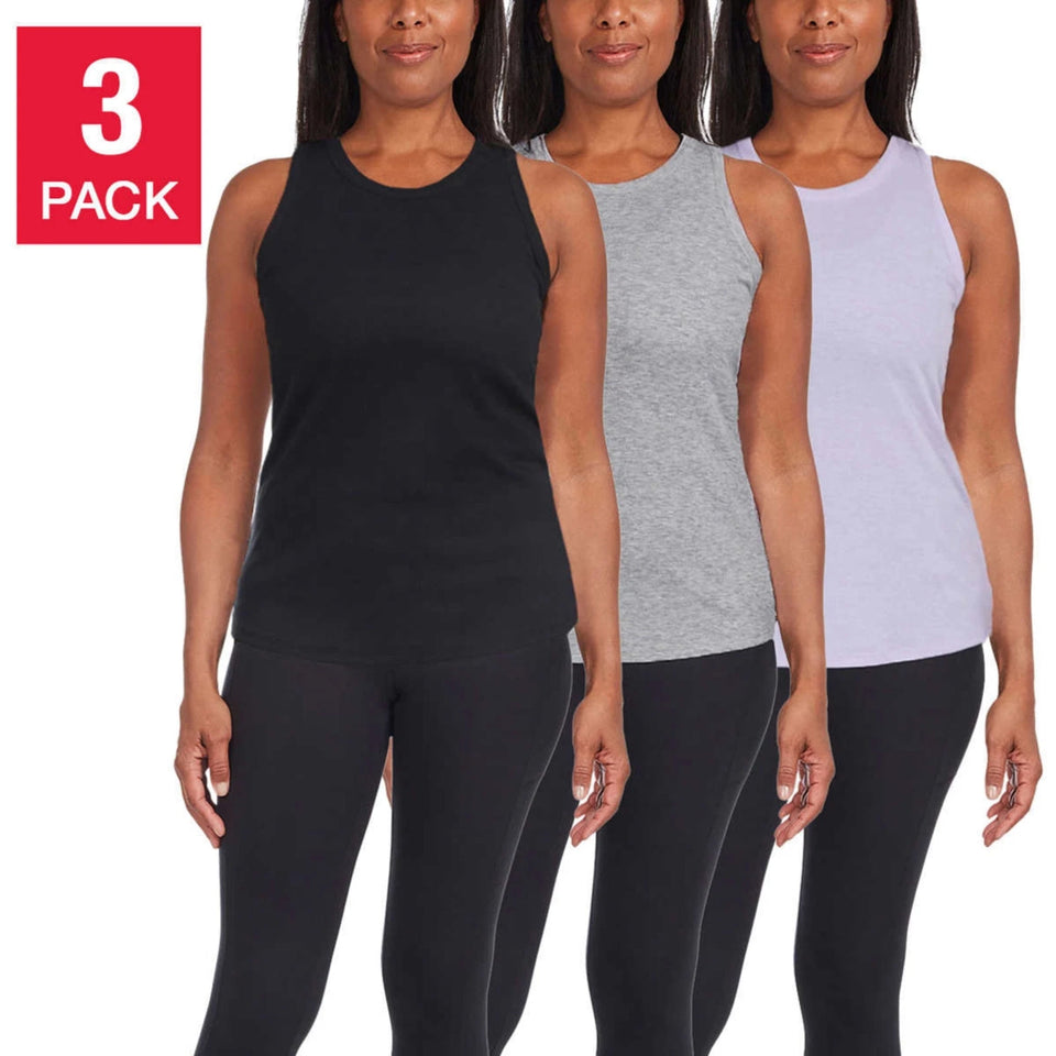 Danskin Women's Multicolor Women Ribbed 3 Pack Tank Tops