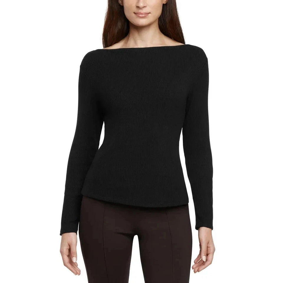 Banana Republic Women's Black Ribbed Long Sleeve Blouse