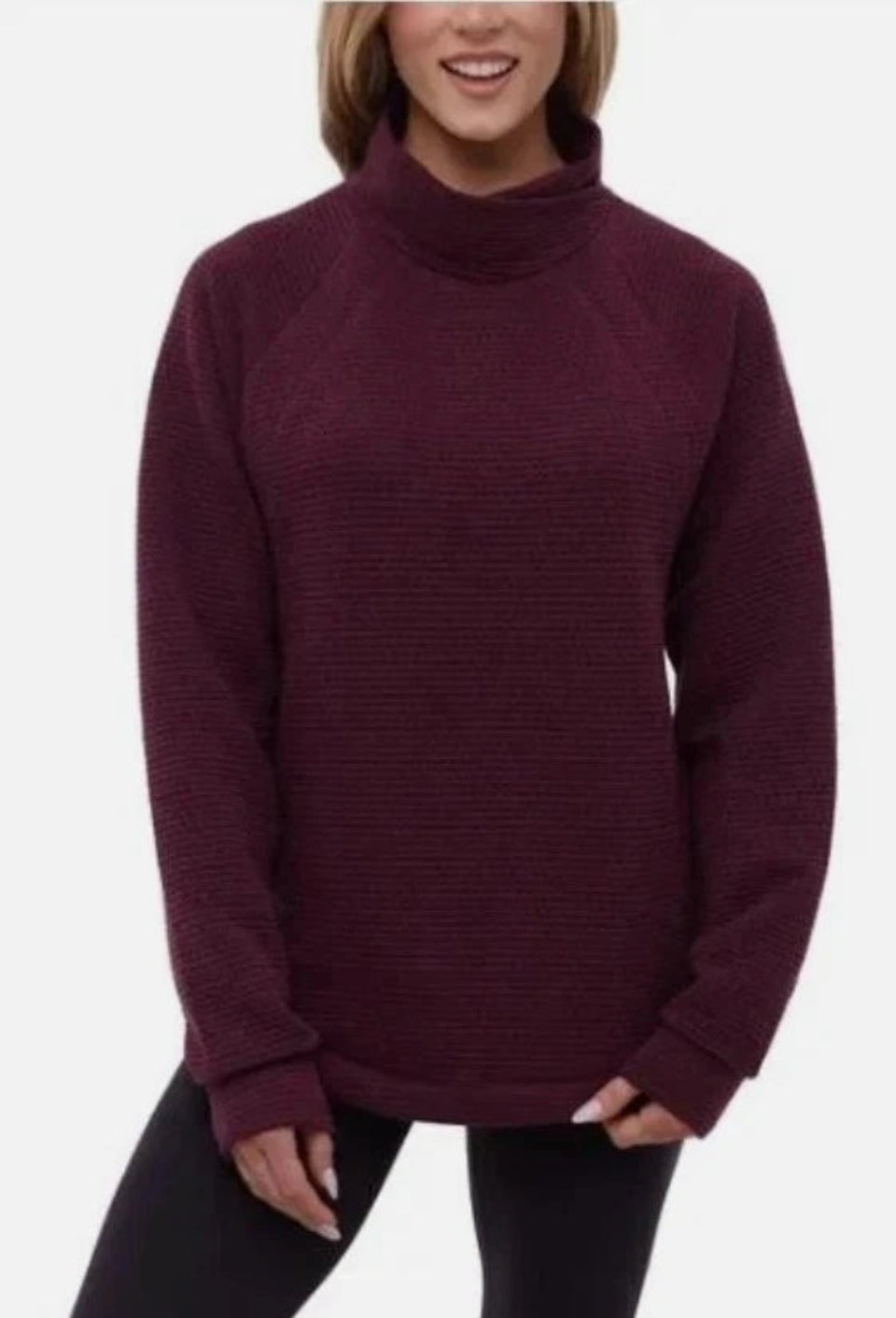 Bench Women's Plum Funnel Neck With Pockets Pullover Blouse