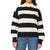 Scotch & Soda Women's White & Navy Mock Neck Wide Sleeve Knit Sweater